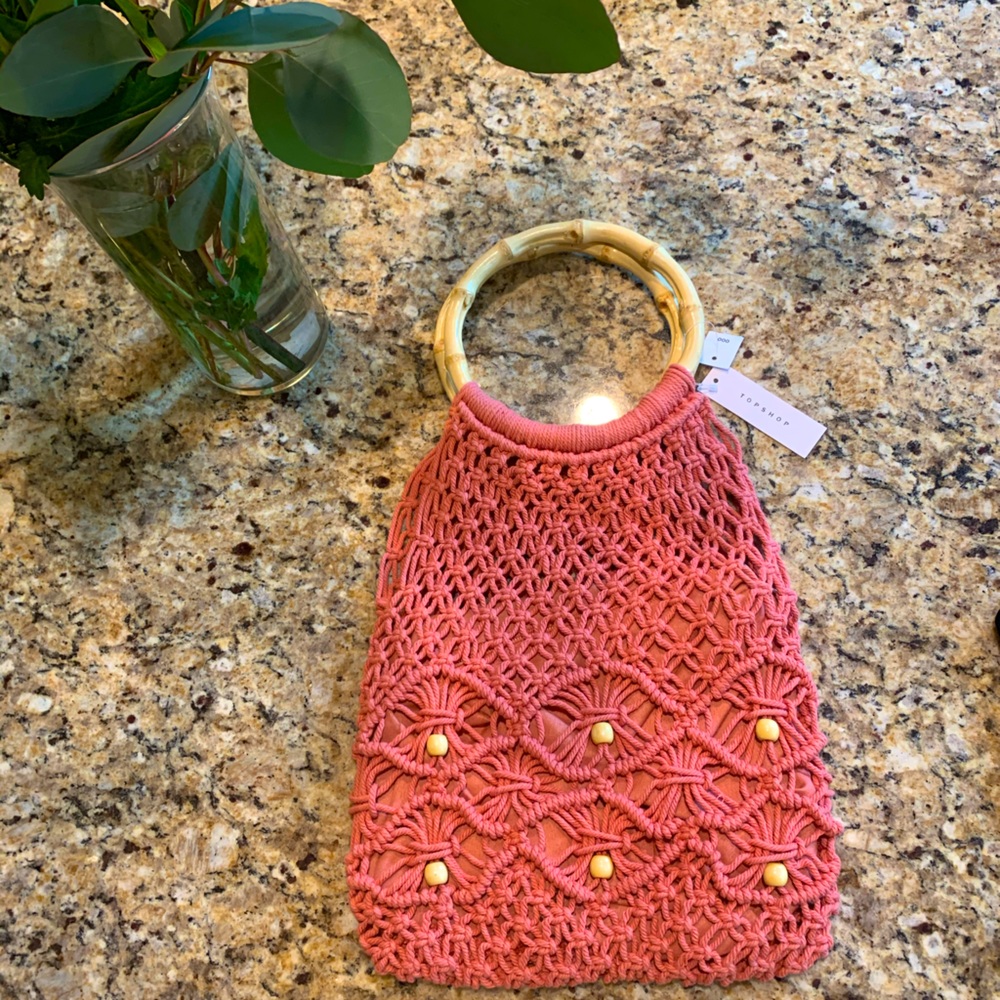 Top Shop pink macrame purse